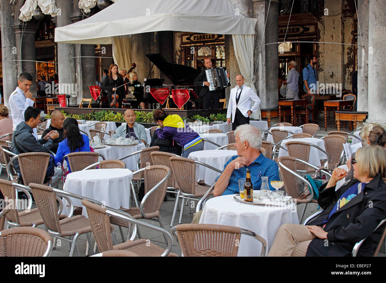 Venice Italy San Marco famous Cafe Florian on the Piazza Stock Photo