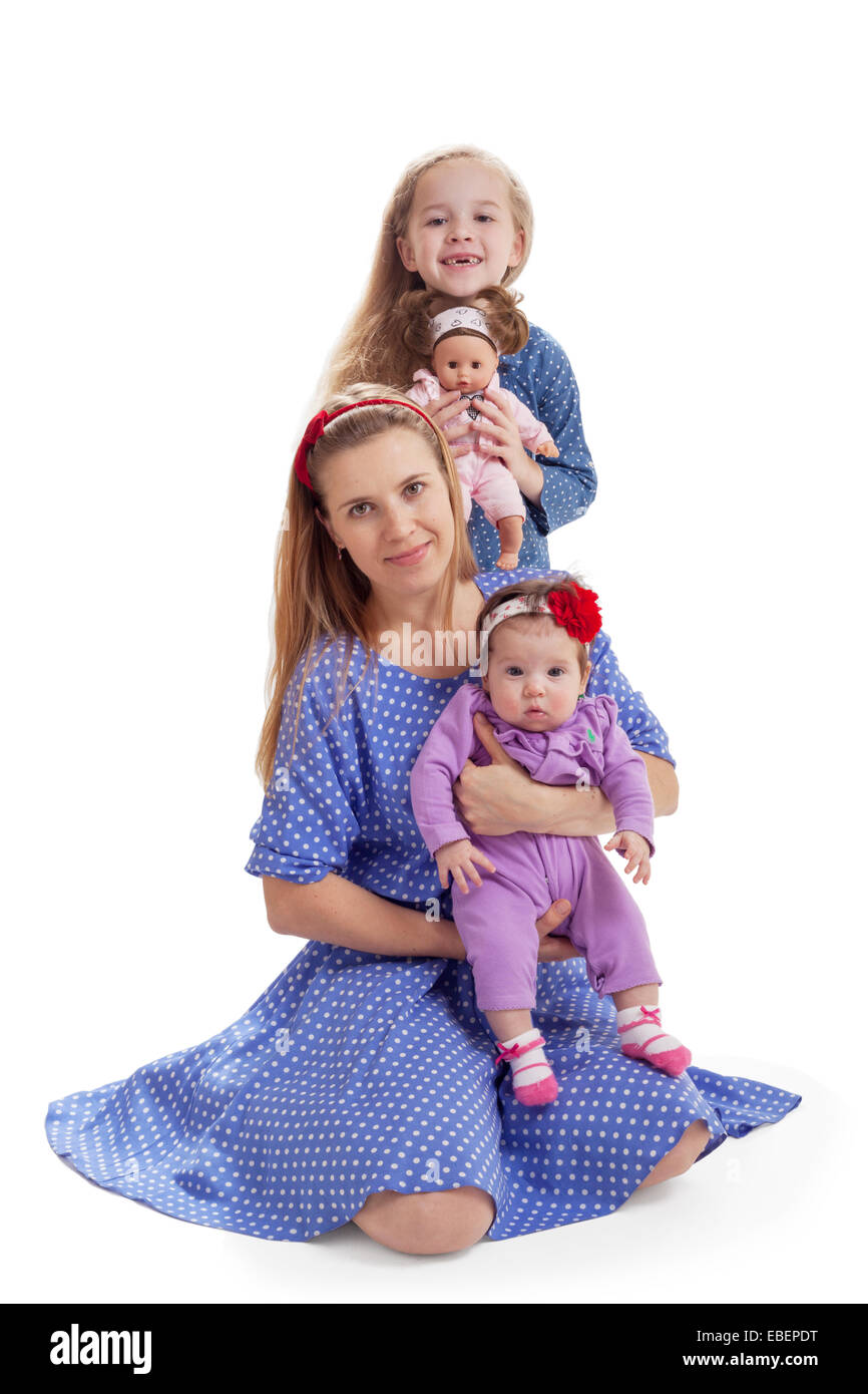 Family look photo of mother and two children Stock Photo