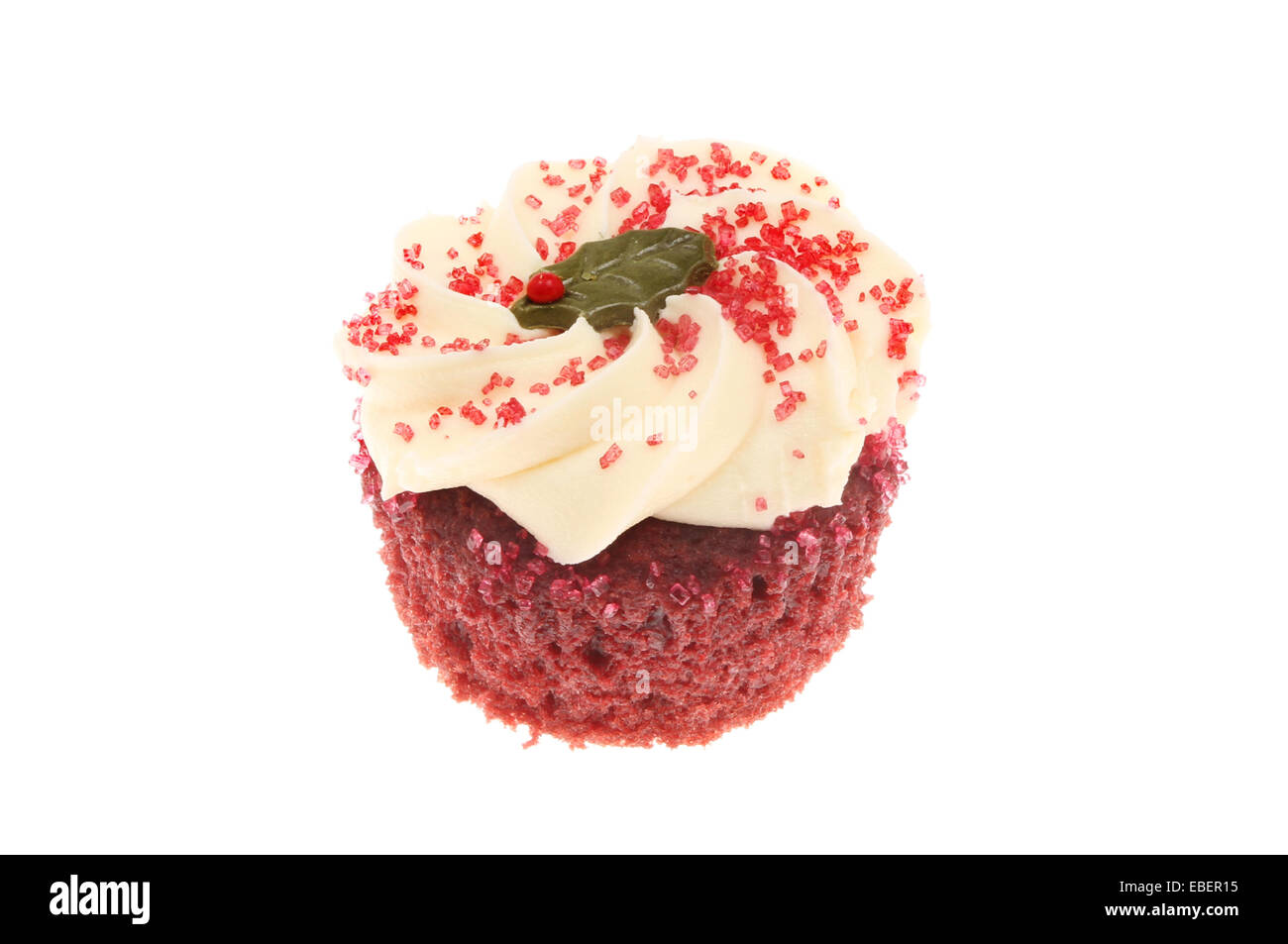 Christmas decorated cupcake isolated against white Stock Photo