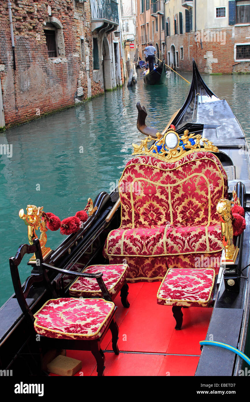 Venice Italy gondola in a small canal Stock Photo