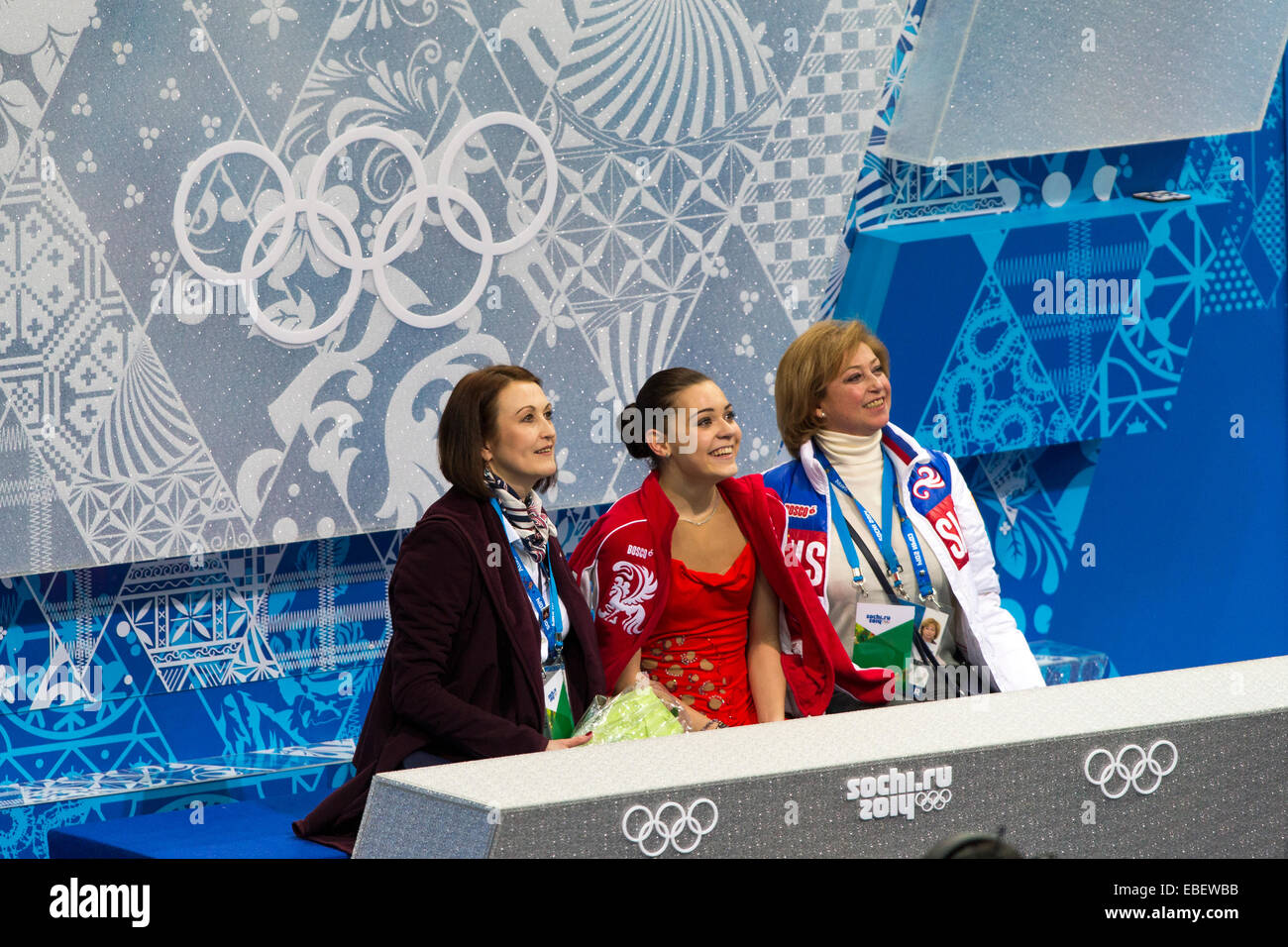 Olympic Champion Adelina Sotnikova (RUS) and her coach Elena Buianova