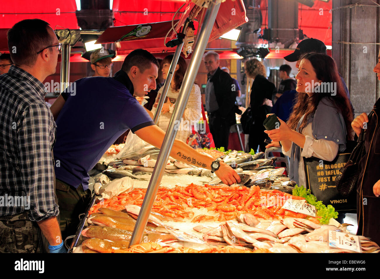 Venice Italy Rialto fish market fresh fish and seafood Stock Photo Alamy