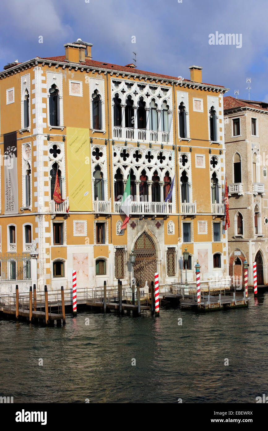 Venice Italy Grand Canal architecture from Academia Bridge Stock Photo