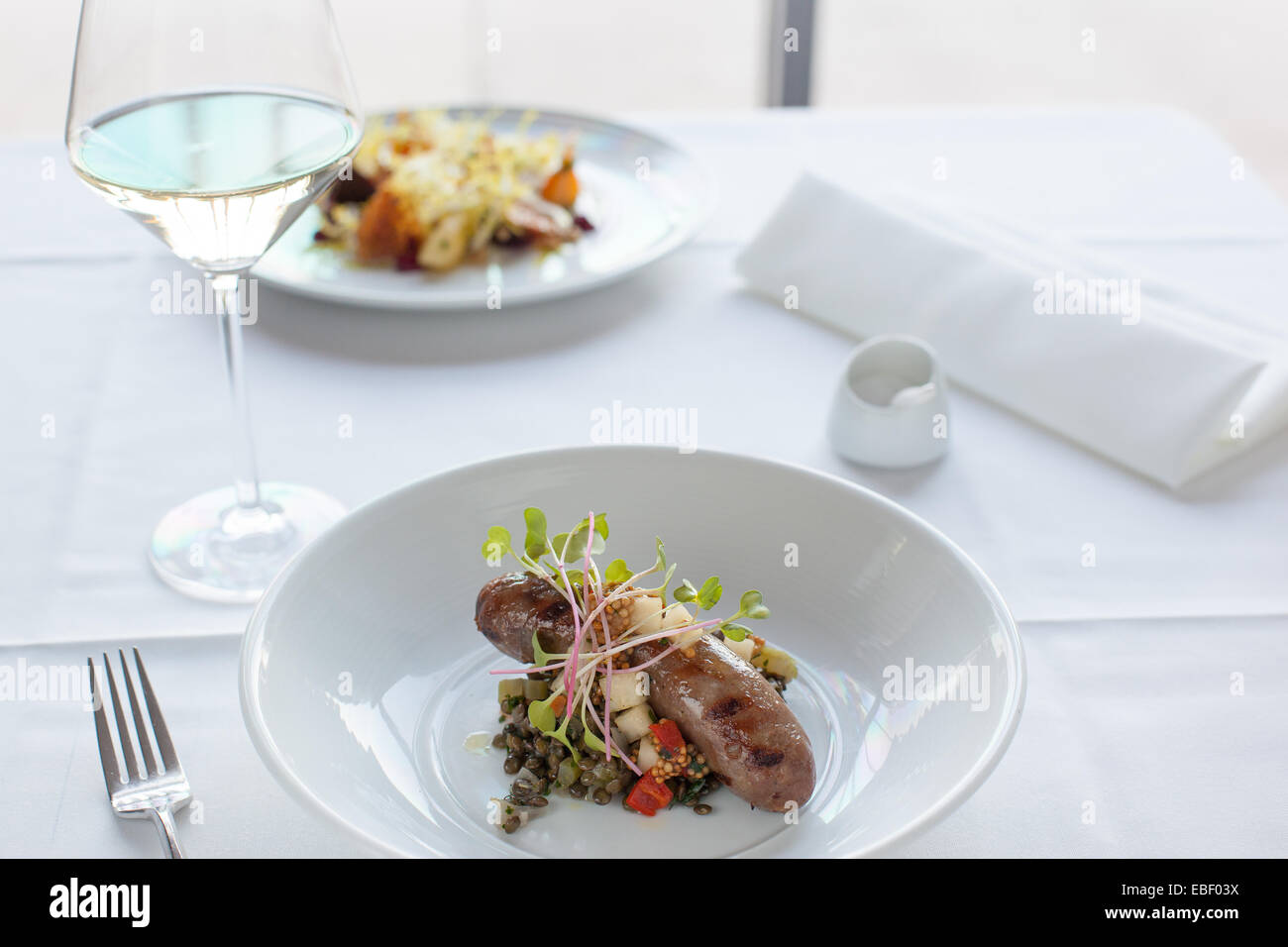 gourmet italian meals with wine Stock Photo