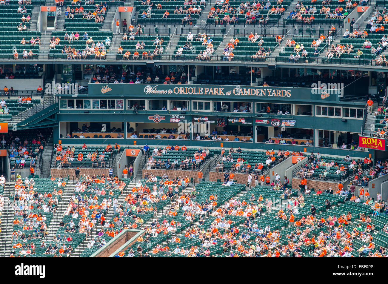Banner celebrating 25 years of the Baltimore Orioles baseball team at Oriole  Park, Camden Yards, Baltimore, Maryland, USA Stock Photo - Alamy