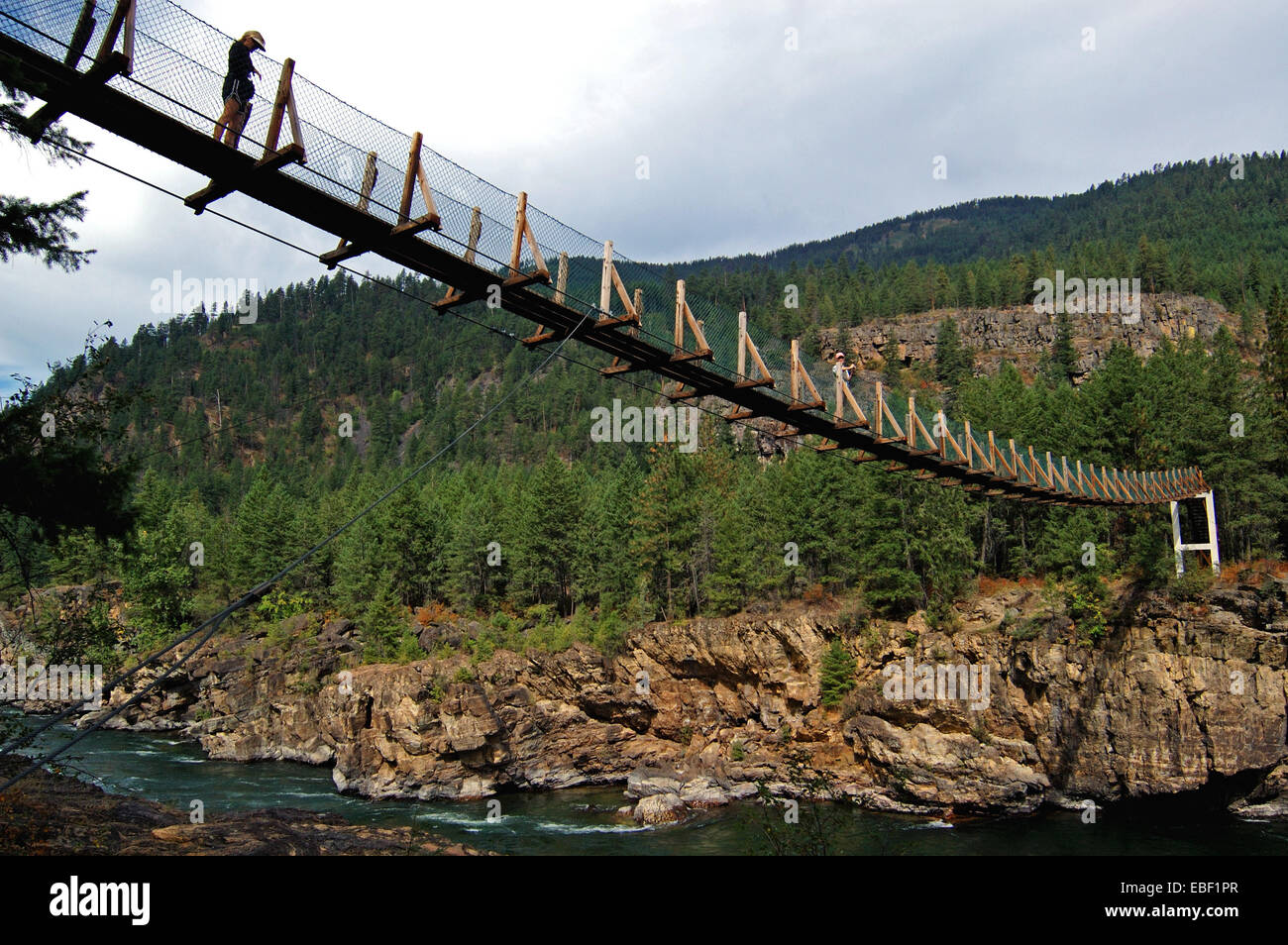 Kootenai falls swinging bridge hi-res stock photography and images - Alamy