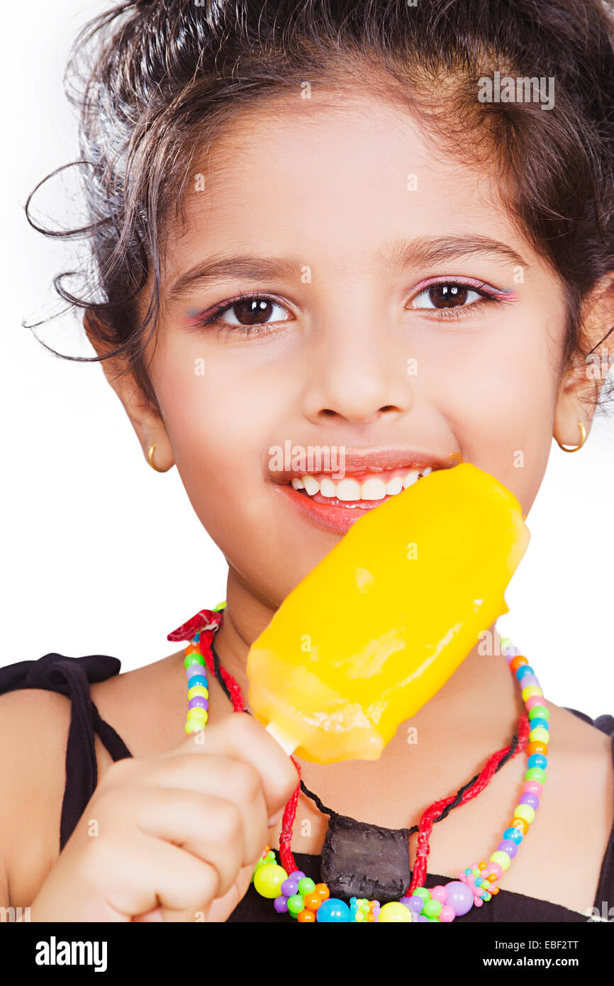 indian Beautiful Child Eating Ice Cream Stock Photo - Alamy