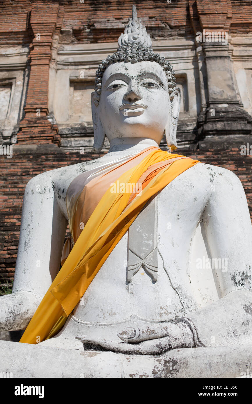 Large stone Buddha on display at Wat Yai Chai Mongkol, Ayutthaya, Thailand. Stock Photo