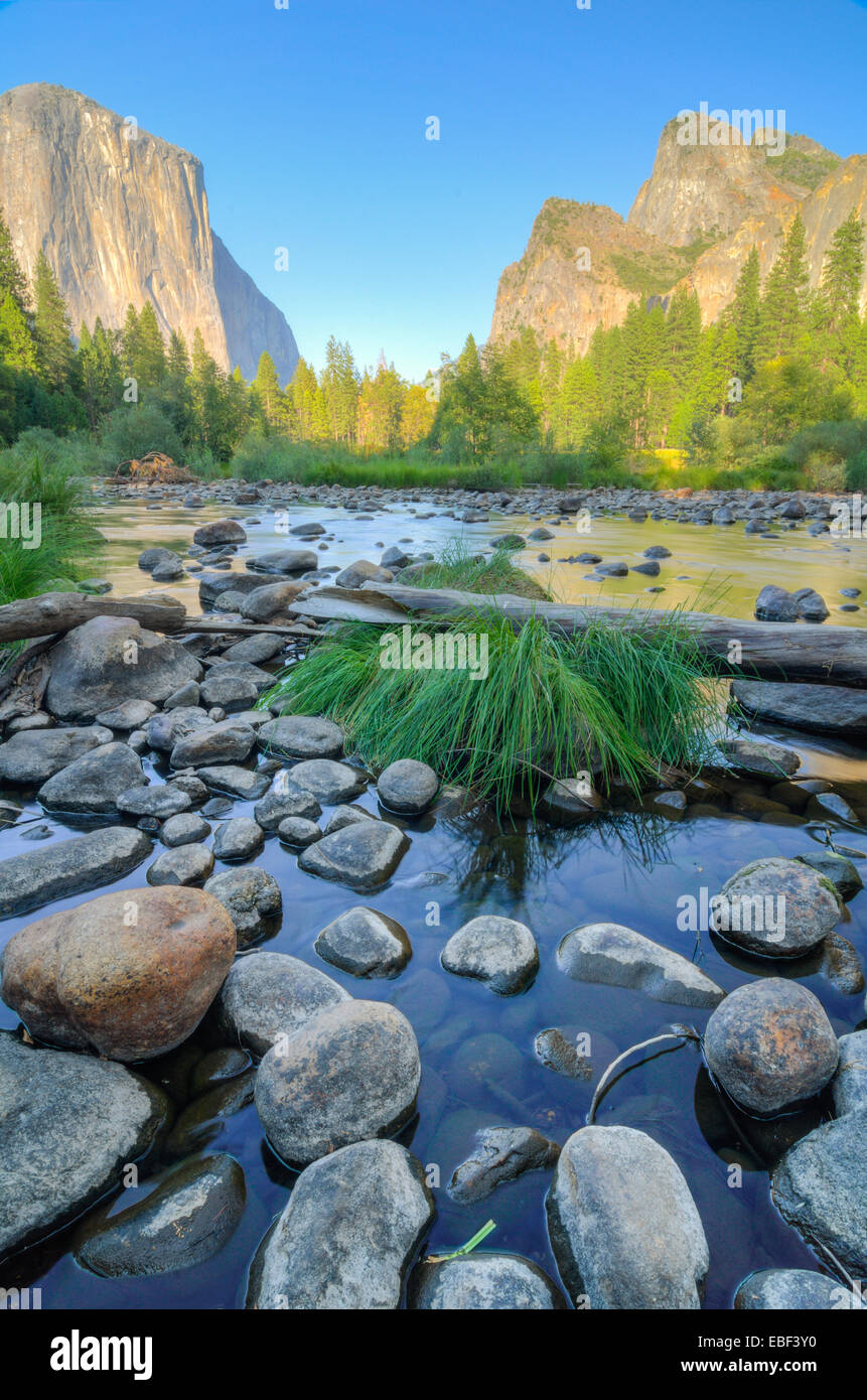 The iconic valley view in Yosemite National Park Stock Photo