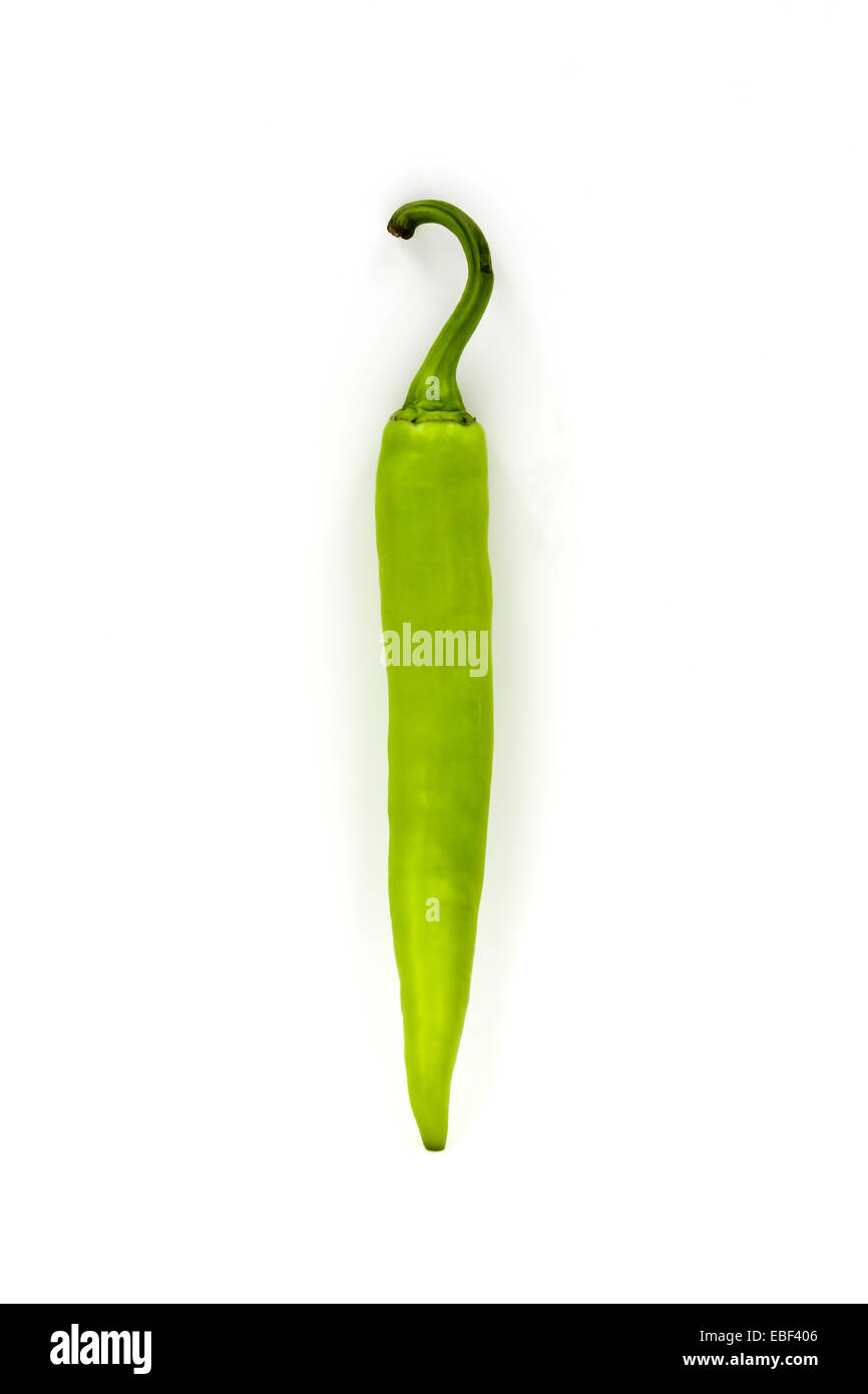 Green chili pepper isolated on a white background Stock Photo