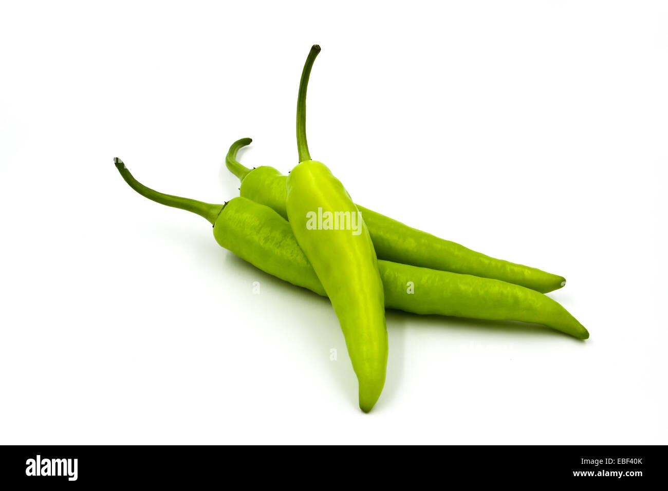Green chili pepper isolated on a white background Stock Photo