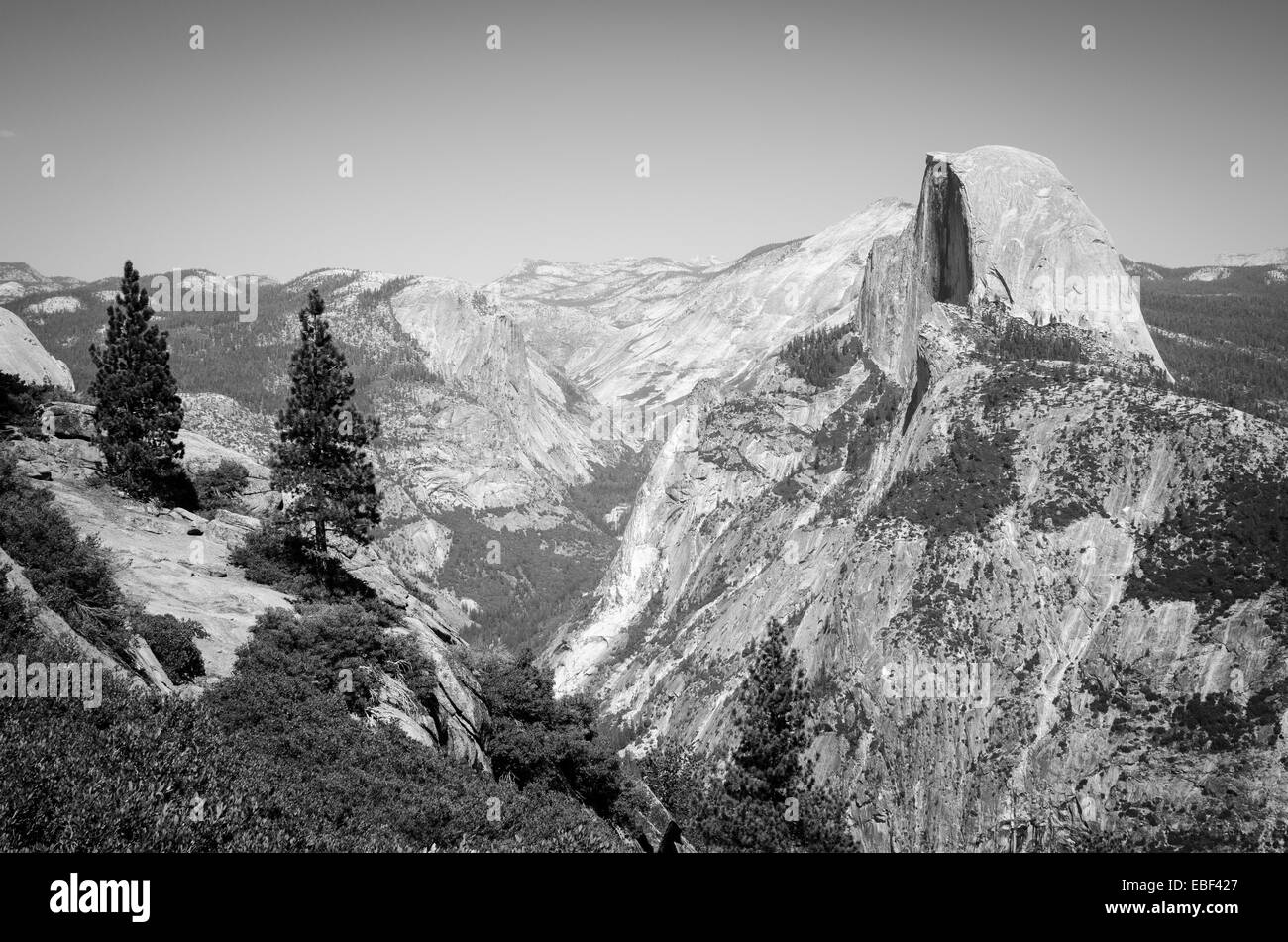 The iconic Half Dome as seen from Glacier Point in Yosemite National Park Stock Photo