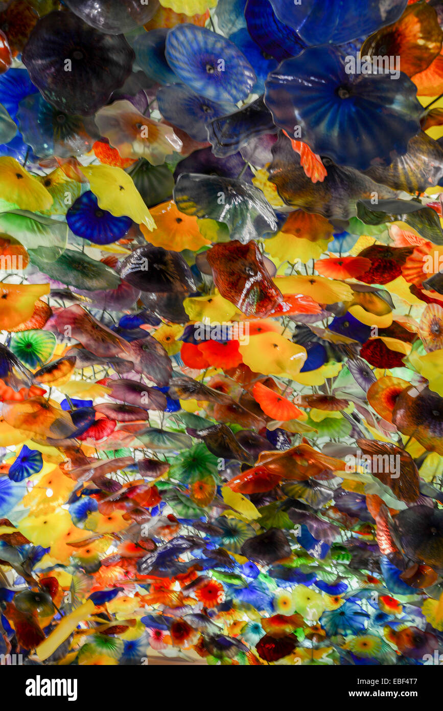 Hand Blown Glass Flower Ceiling At The Bellagio Hotel By Artist