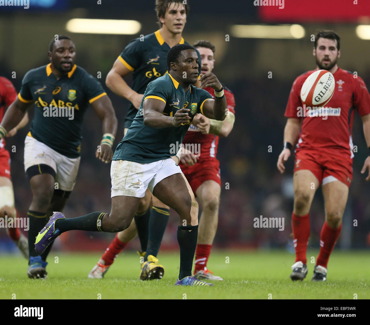 Cardiff, UK. 29th Nov, 2014. Swazi Mvovo of South Africa - Autumn Internationals - Wales vs South Africa - Millennium Stadium - Cardiff - Wales - 29th November 2014 - Picture Simon Bellis/Sportimage. Credit:  csm/Alamy Live News Stock Photo