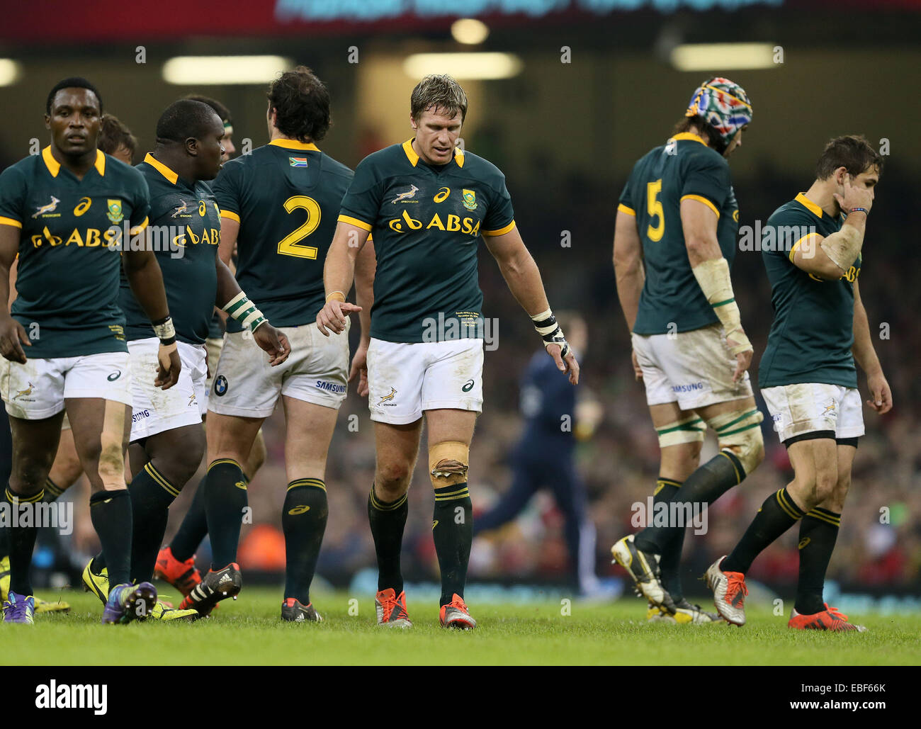 Cardiff, UK. 29th Nov, 2014. Jean De Villiers of South Africa walks back with his team - Autumn Internationals - Wales vs South Africa - Millennium Stadium - Cardiff - Wales - 29th November 2014 - Picture Simon Bellis/Sportimage. Credit:  csm/Alamy Live News Stock Photo