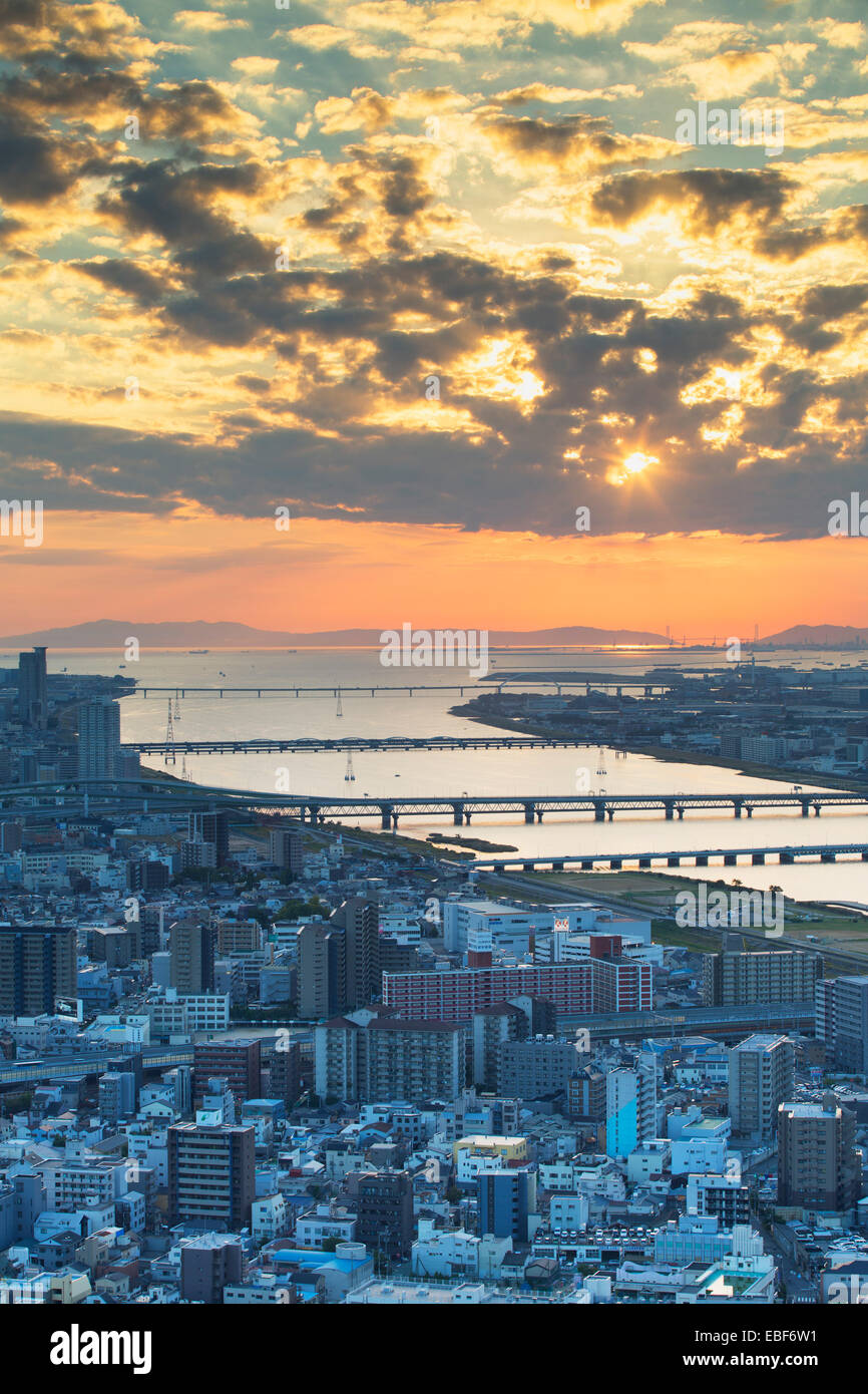 View of Yodo River and Osaka Bay, Osaka, Kansai, Japan Stock Photo - Alamy
