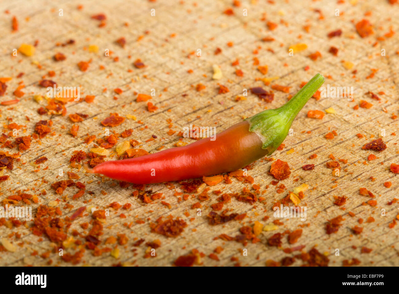 Little red hot pepper over wood background Stock Photo