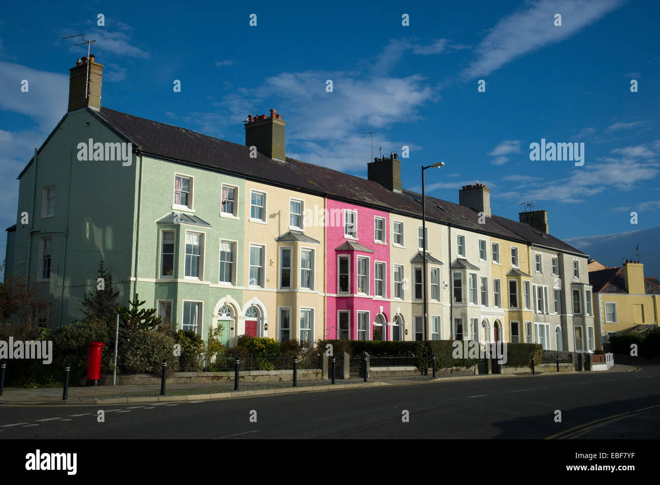 Colourful terraced houses in Beaumaris Anglesey North Wales Stock Photo