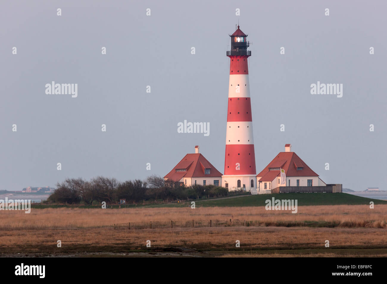 Lighthouse Westerheversand, Westerhever, Eiderstedt, North Frisia, Schleswig-Holstein, Germany, Europe Stock Photo