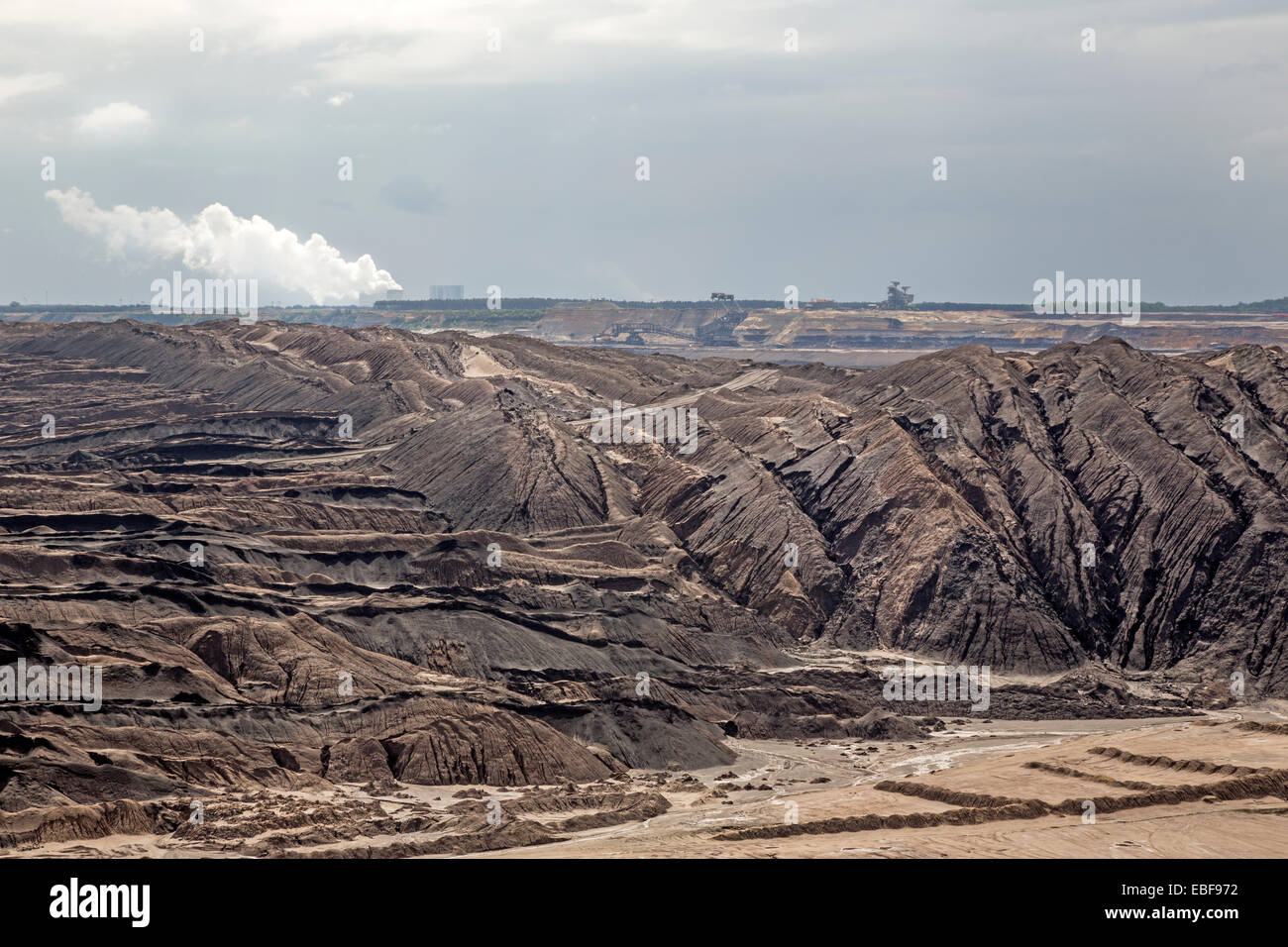 Opencast brown coal mining, Welzow Süd, Brandenburg, Germany, Europe Stock Photo