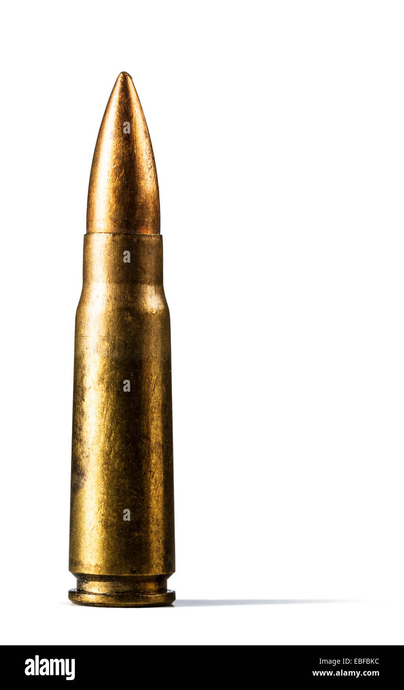 Single rifle bullet over  white background Stock Photo