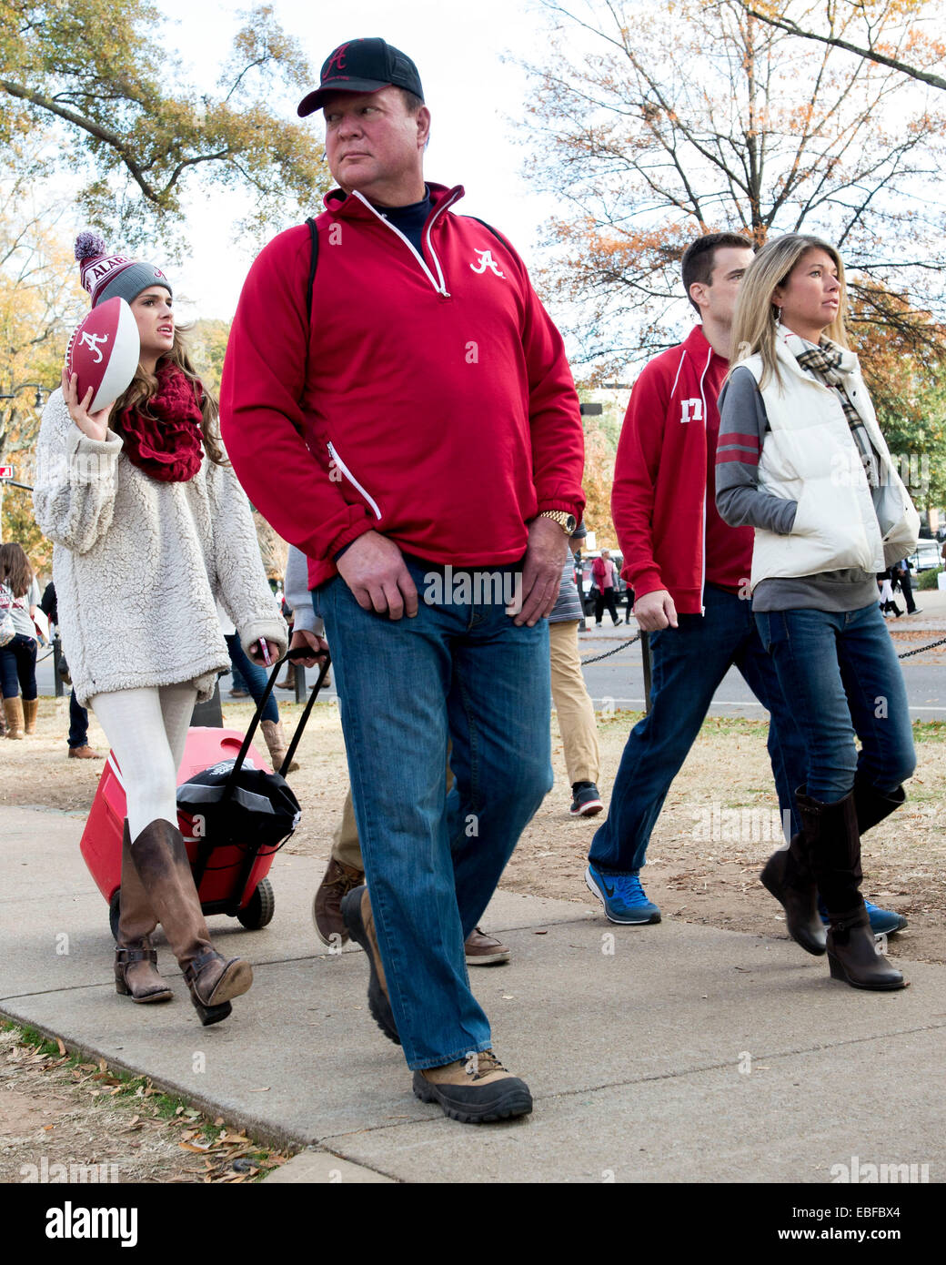 Tuscaloosa, Alabama, USA. 29th Nov, 2014. Fans walk to Bryant-Denny Stadium, site of the 2014 Iron Bowl Game between the University of Alabama and Auburn University. © Brian Cahn/ZUMA Wire/Alamy Live News Stock Photo