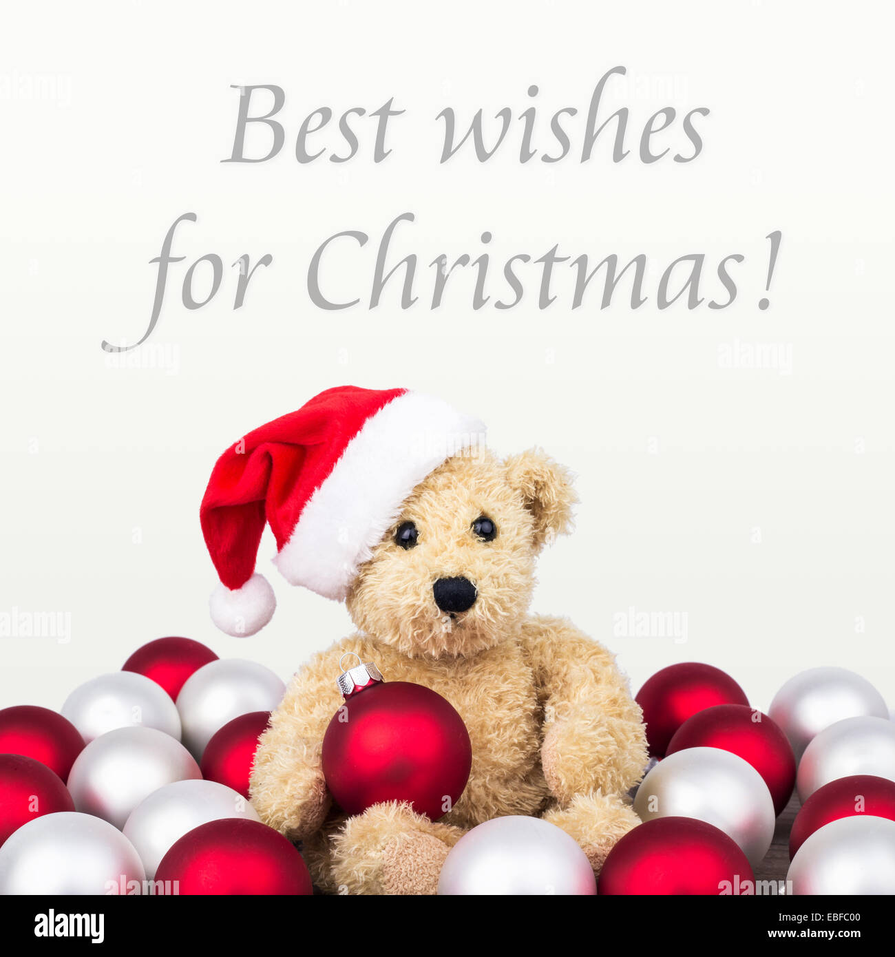 english Christmas card with teddy bear Stock Photo