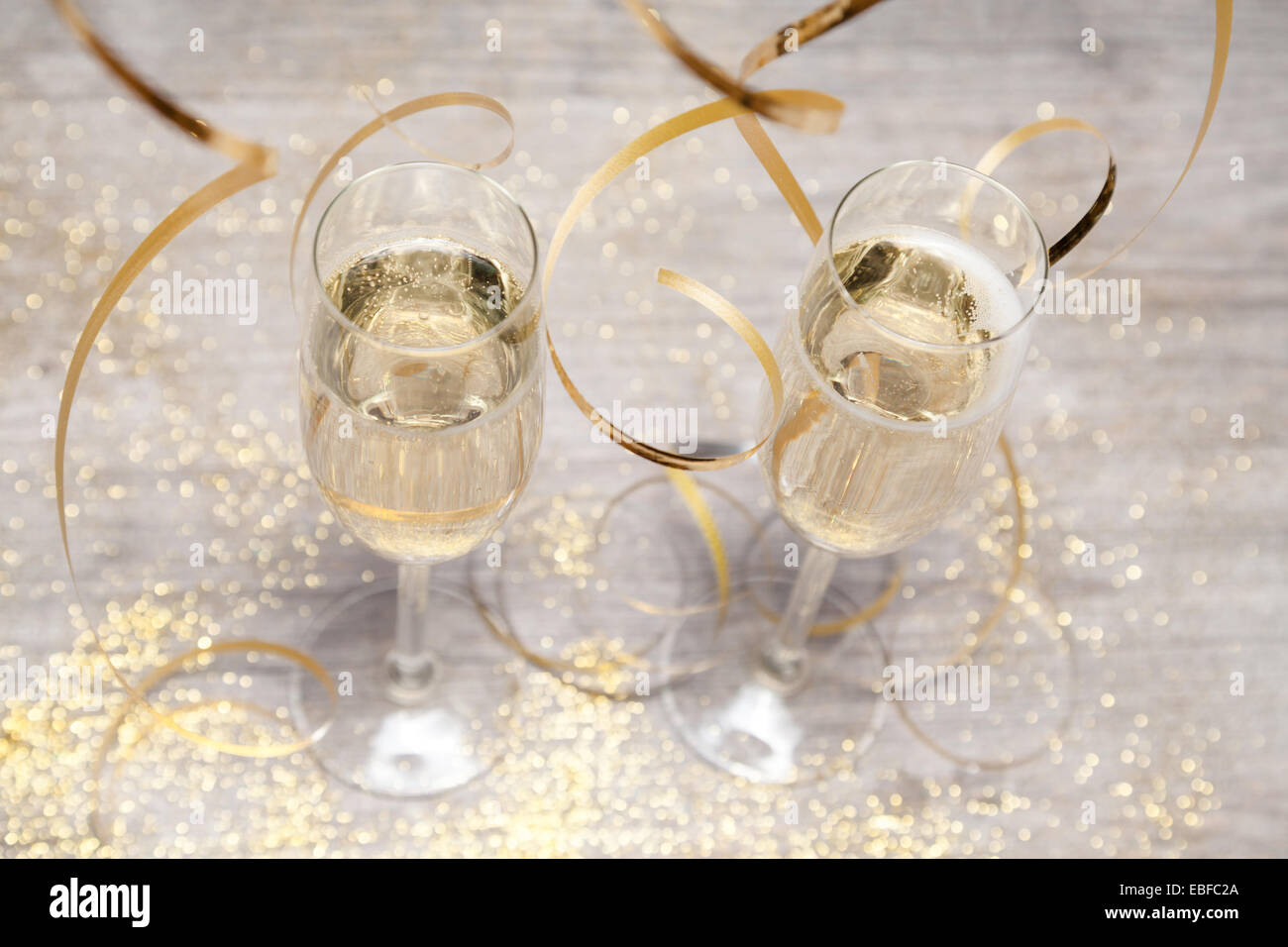 sparkling wine and decoration Stock Photo