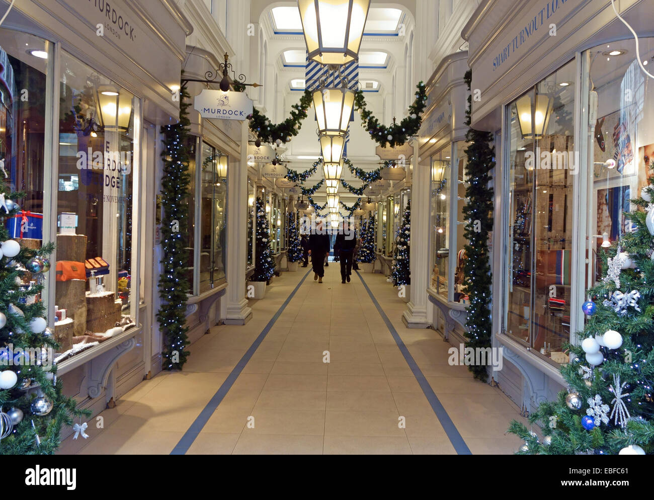 Piccadilly Arcade, London with Christmas decorations Stock Photo