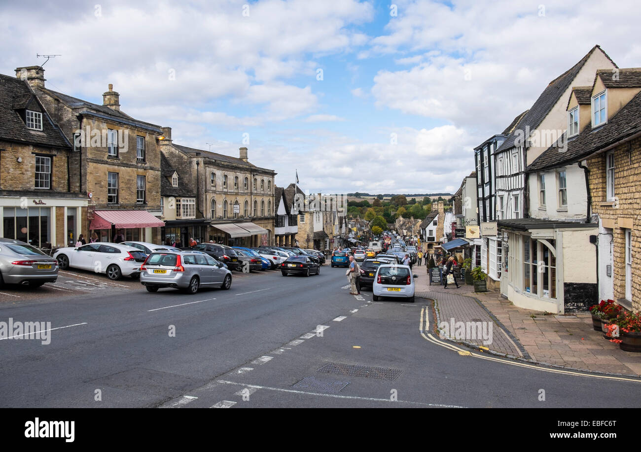 View down the High Street Burford Oxfordshire England Stock Photo Alamy