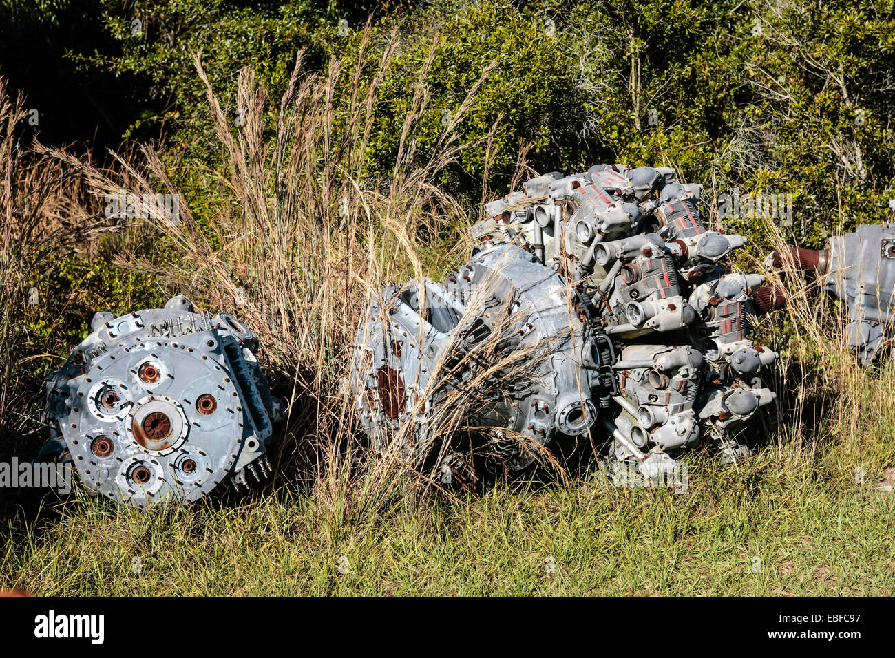 A scrapped Pratt & Whitney R-1830 Twin Wasp engine from a Douglas DC-3 Stock Photo