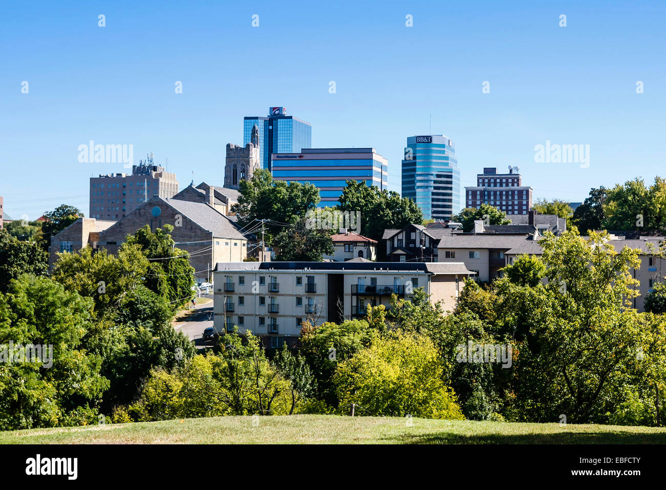 View of downtown Knoxville seen from the summit of the hill on the