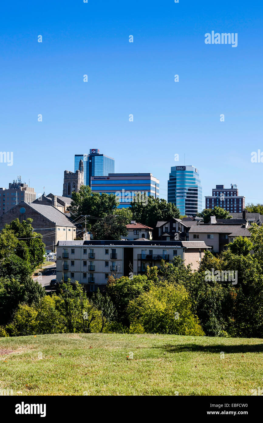 View of downtown Knoxville seen from the summit of the hill on the