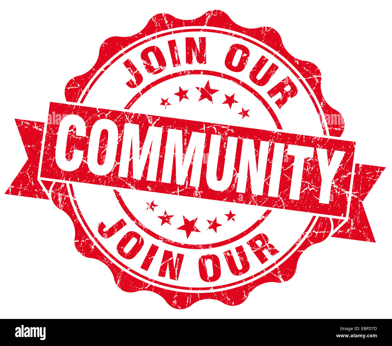 Join our community red vintage seal isolated on white Stock Photo - Alamy