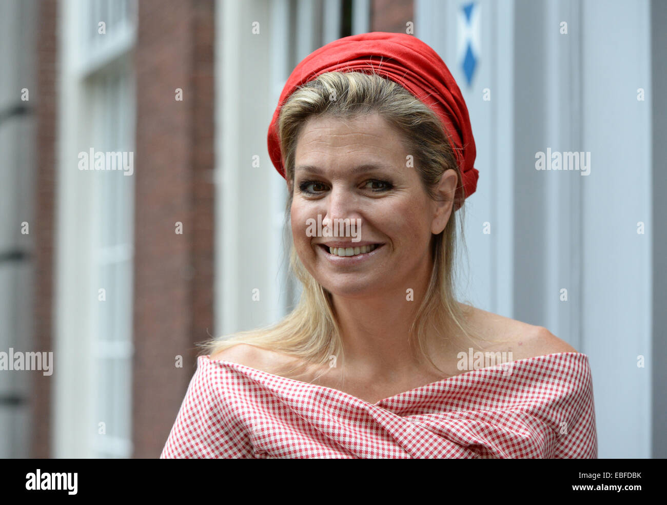 Queen Maxima of the Netherlands attending World MS Day (World Multiple Sclerosis Day) of MS Research Foundation. She received the first copy of the Dutch edition of the International World MS Atlas.  Featuring: Queen Maxima of the Netherlands Where: Voorschoten, Netherlands When: 28 May 2014 Stock Photo