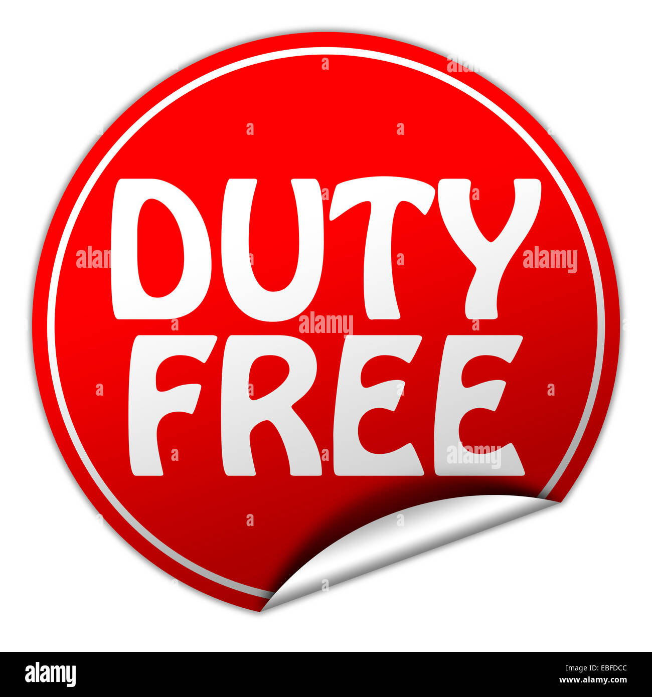 duty free round red sticker on white background Stock Photo - Alamy