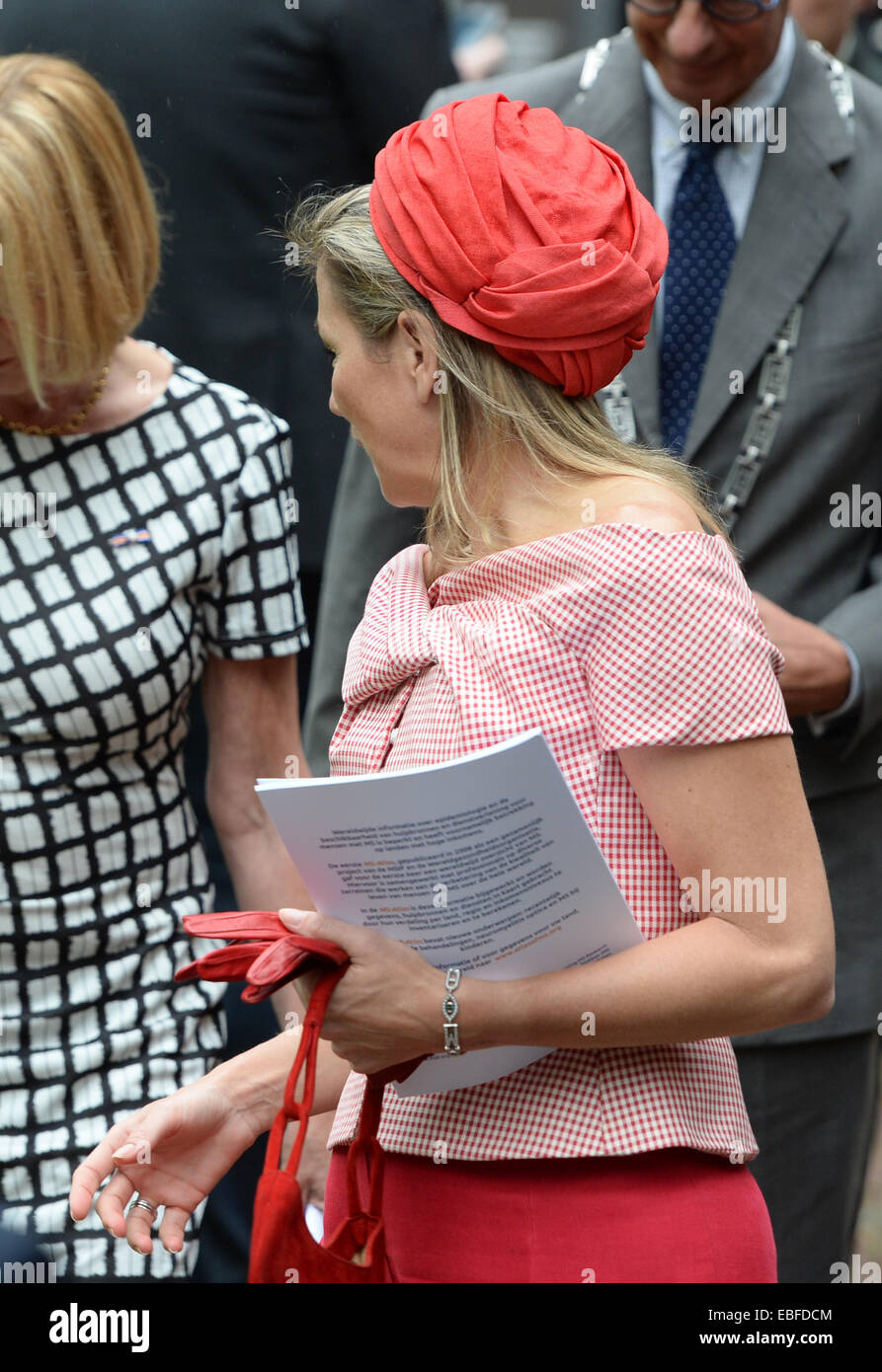 Queen Maxima of the Netherlands attending World MS Day (World Multiple Sclerosis Day) of MS Research Foundation. She received the first copy of the Dutch edition of the International World MS Atlas.  Featuring: Queen Maxima of the Netherlands Where: Voorschoten, Netherlands When: 28 May 2014 Stock Photo