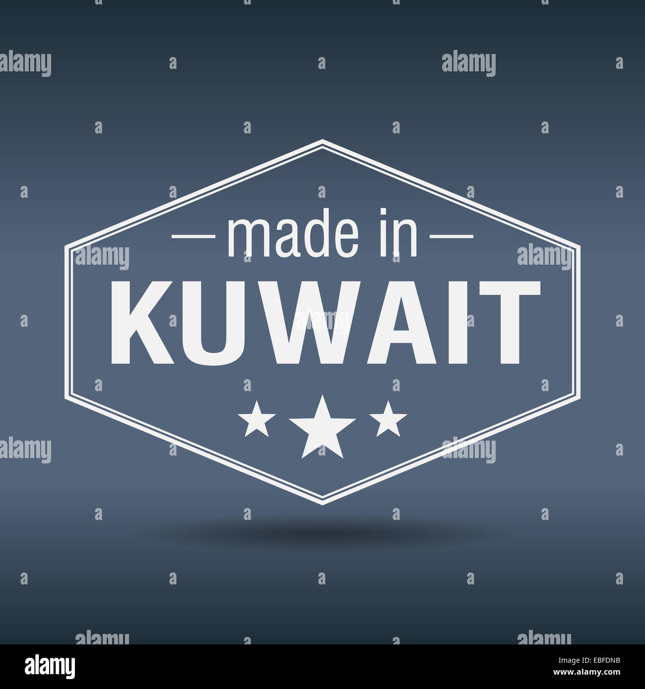 made in Kuwait hexagonal white vintage label Stock Photo Alamy