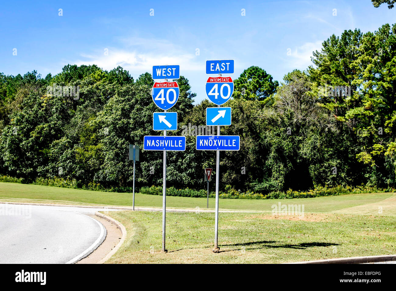 Two Signs At Interstate 40 In Tennessee West To Nashville And East EBFDPG 
