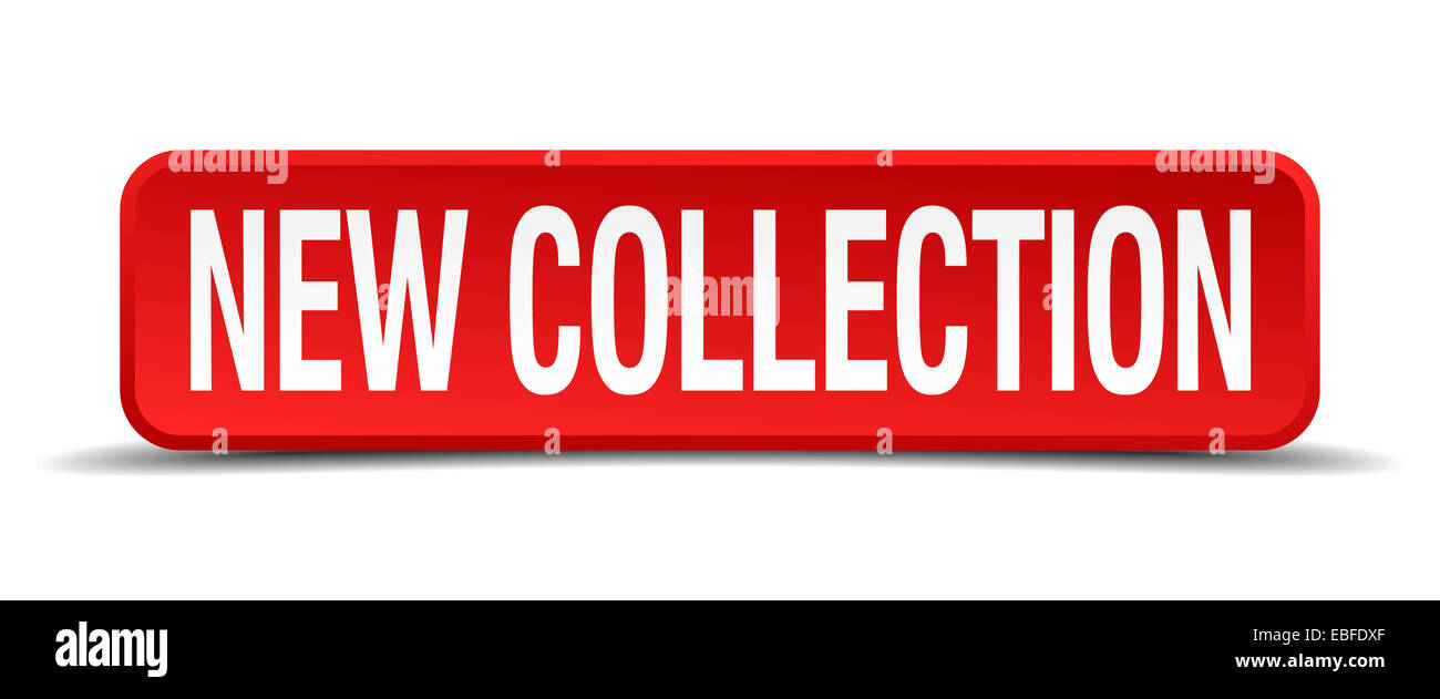 new collection red 3d square button isolated on white Stock Photo - Alamy
