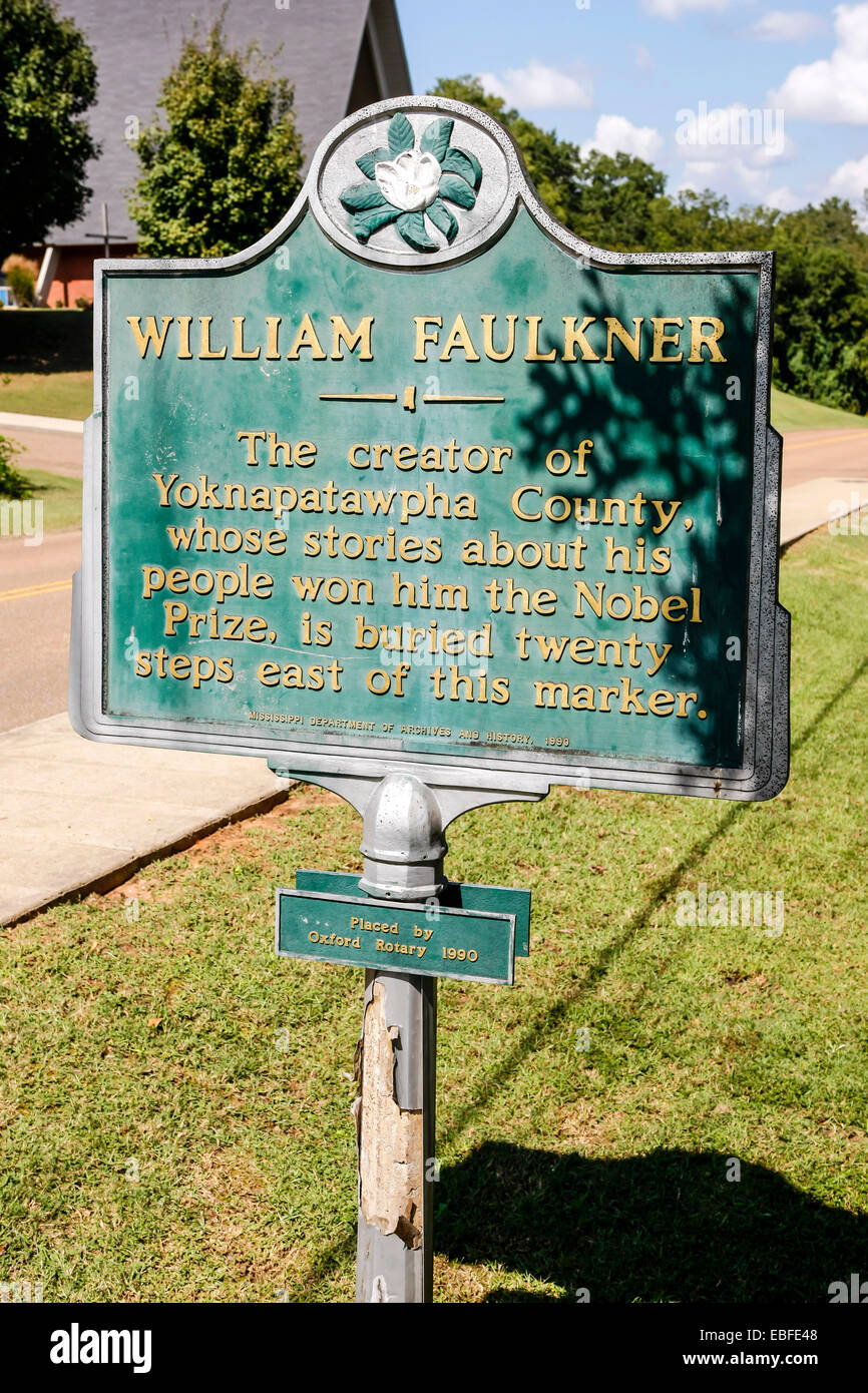 Historic Plaque for William Faulkner's final resting place in Oxford