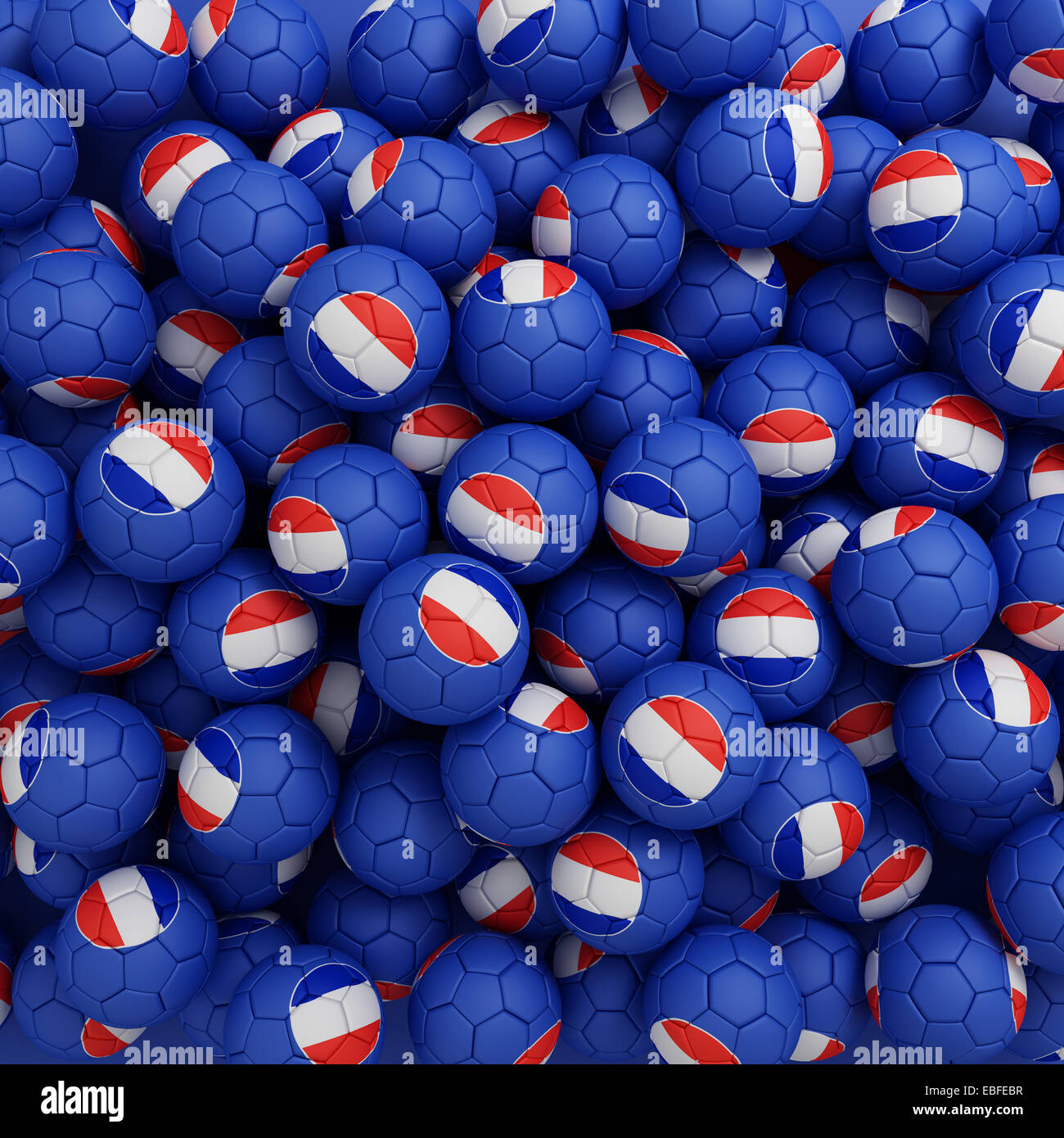 French football balls (many). 3D render background Stock Photo Alamy
