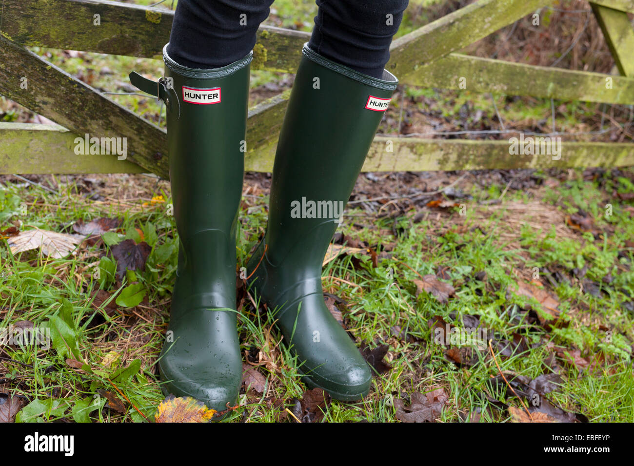 Hunter wellington boots. Stock Photo