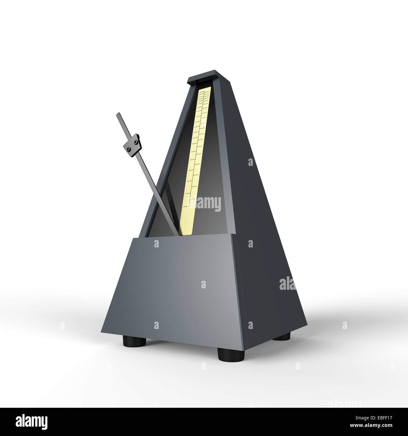 grey pyramid shaped wooden metronome on a white background used for music practice to keep the rhythm Stock Photo