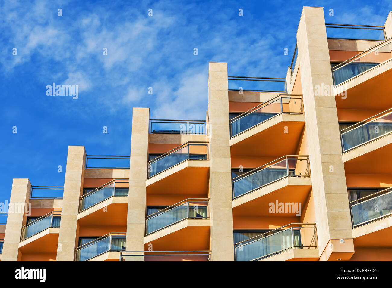 Balconies of modern hotel building Stock Photo - Alamy