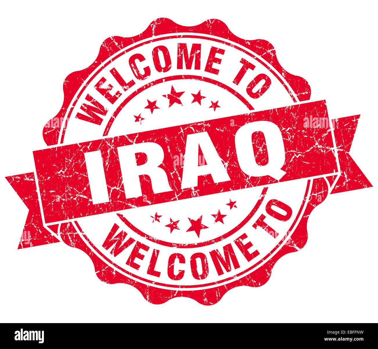 Welcome to Iraq red grungy vintage isolated seal Stock Photo - Alamy