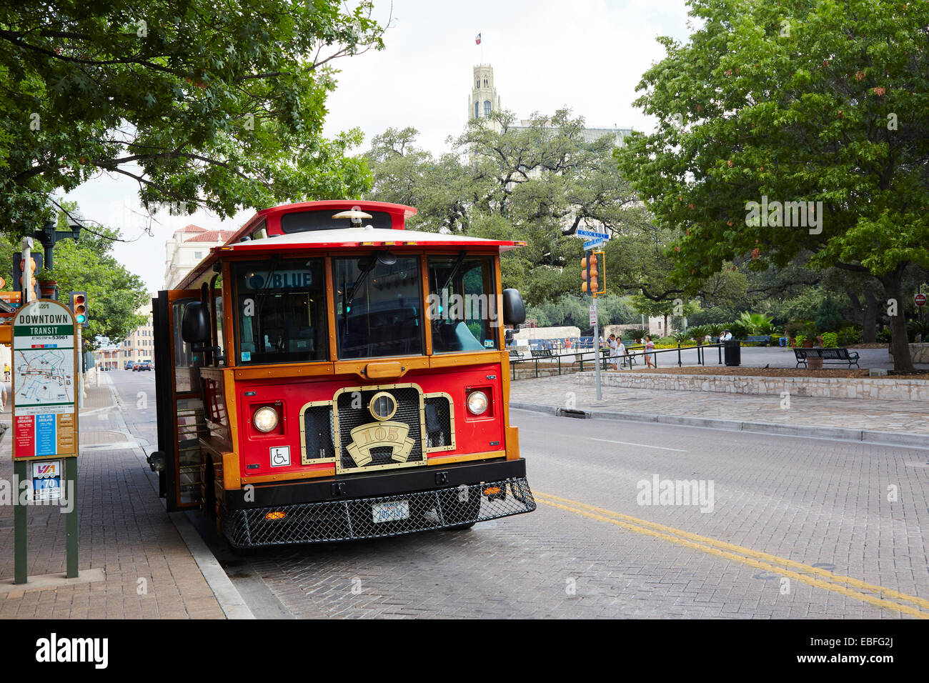 Trolley bus transport, San Antonio, Texas, USA Stock Photo