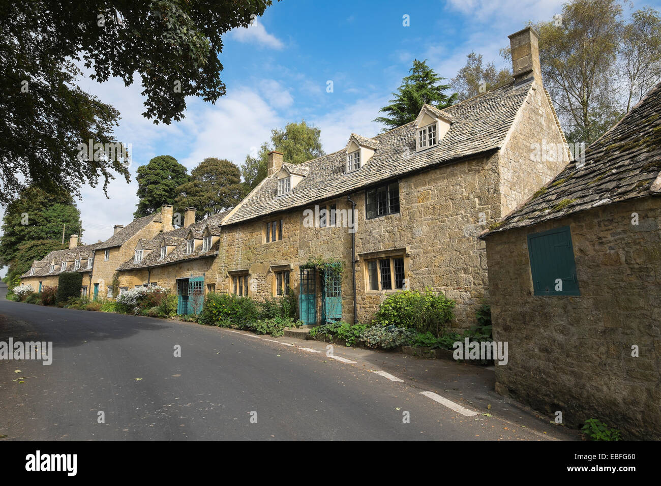 Snowshill manor holiday cottages Snowshill village The Cotswolds Gloucestershire England Stock Photo