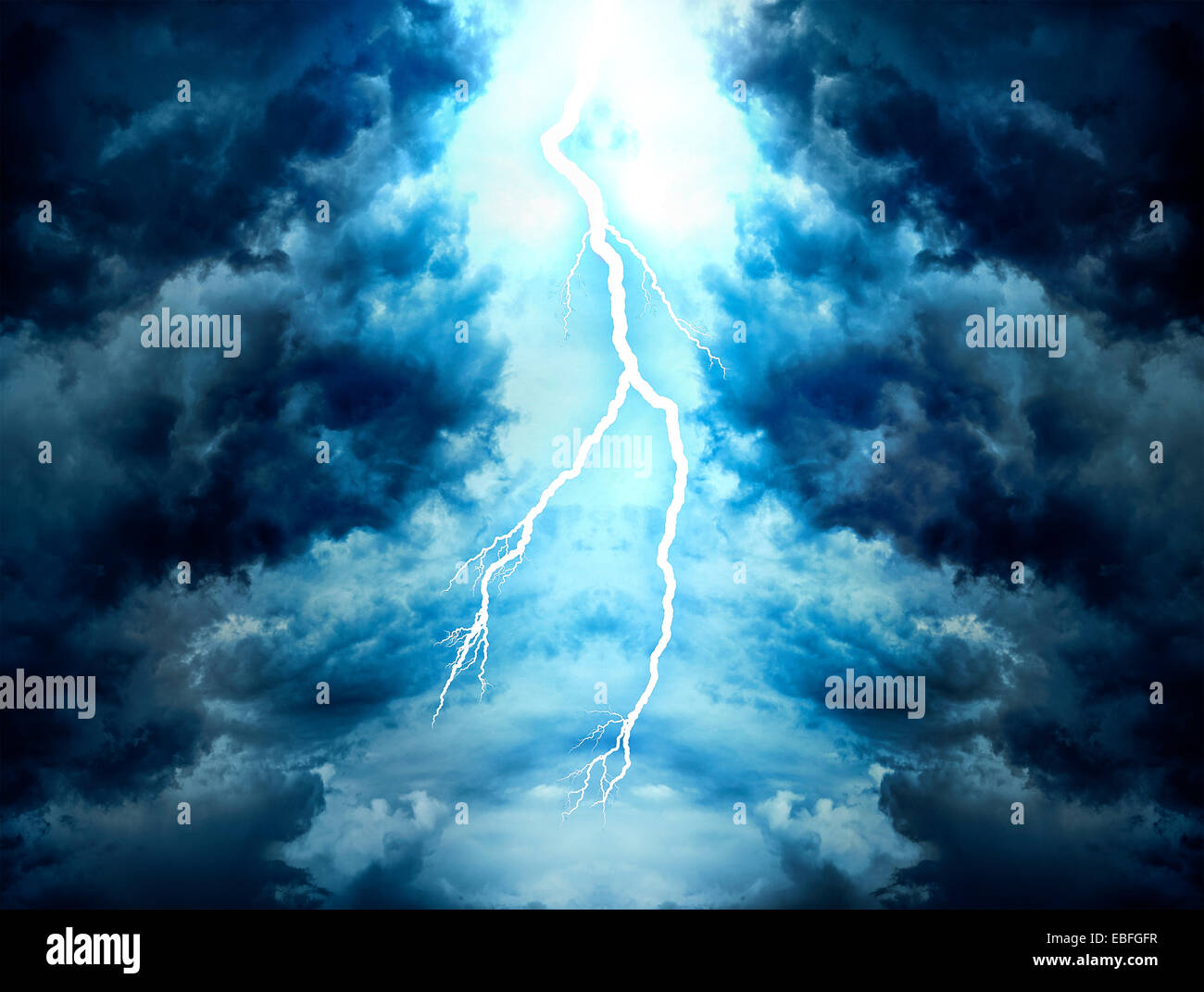 Lightning strike on the cloudy sky Stock Photo - Alamy