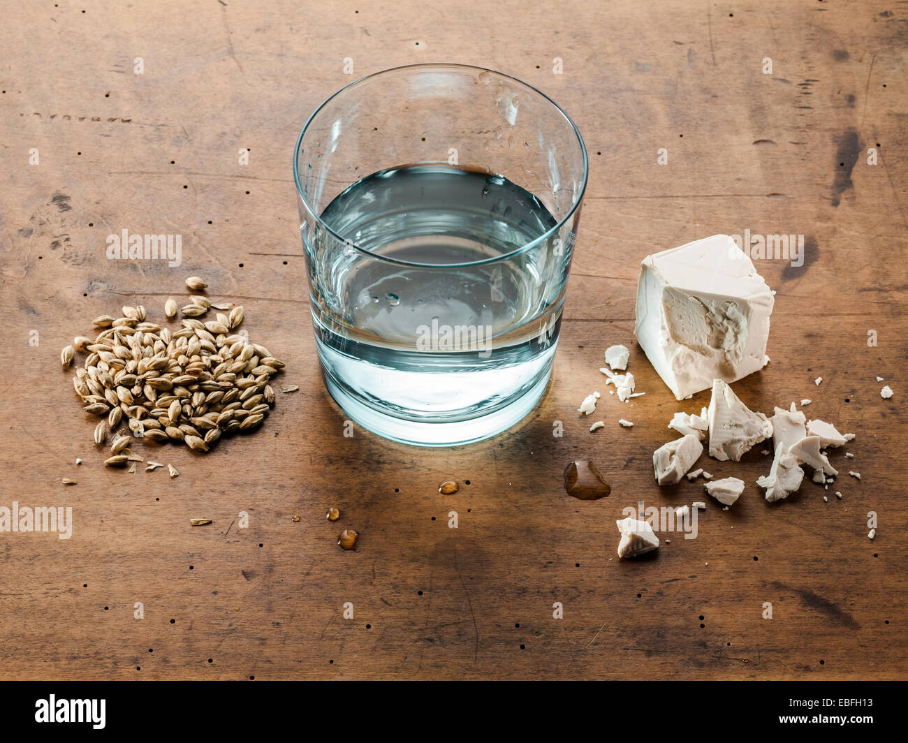 Three ingredients of Scottish whiskey water, yeast and the basic